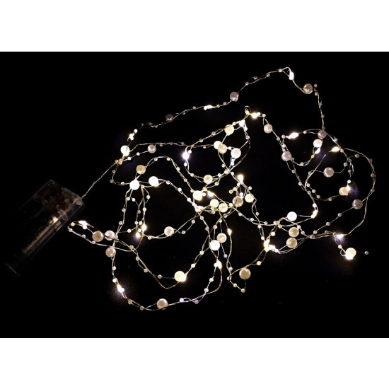 Ожерелье-роса 30 LED на микро батарейках, 3м, белый теплый Без бренда (1966-30)
