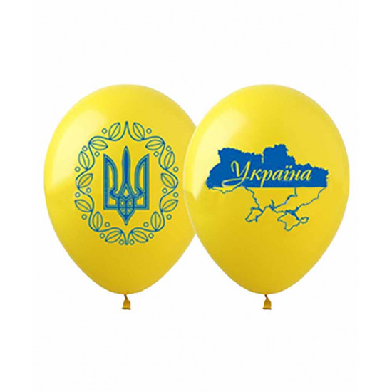 Шарики Pelican 12' (30 см) "Я ЛЮБЛЮ УКРАЇНУ" 2-стор 10шт Желто-синий Pelican (828942)