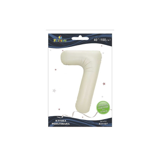 Кулька фольгована цифра "7" молочна 40"(100cm) Pelican Бежевий Pelican (831107)