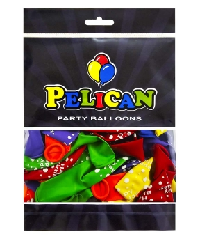 Кульки латексні Pelican 12"(30сm) "Happy Birthday, горошок" 5-стор-стор 50шт Різнокольоровий Pelican (824022)