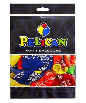 Кульки латексні Pelican 12"(30сm) "Happy Birthday" 5-стор-стор 50шт Різнокольоровий Pelican (824026)