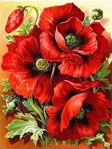 Алмазная мозаика по номерам 30*40см "Мак" (GLD60622)