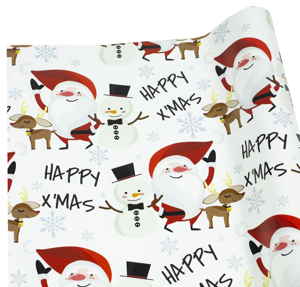 Папір подар-й офсет 50г. Happy x’mas на білому; 1000х700 (10 аркушів) Чехія (PCZ10070-10-381)
