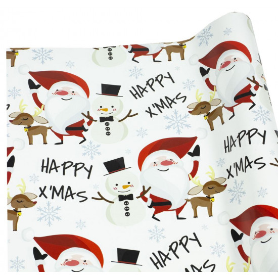 Папір подар-й офсет 50г. Happy x’mas на білому; 1000х700 (10 аркушів) Чехія (PCZ10070-10-381)