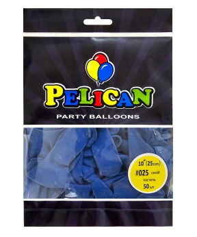 Шарики Pelican латексные 10" (25cm) пастель синий, 50шт Синий Pelican (810025)