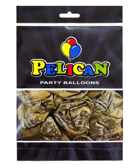 Шарики Pelican латексные 12" (30см) "С Днем рождения, гирлянда" хром золото 5-стр 50шт (824053)