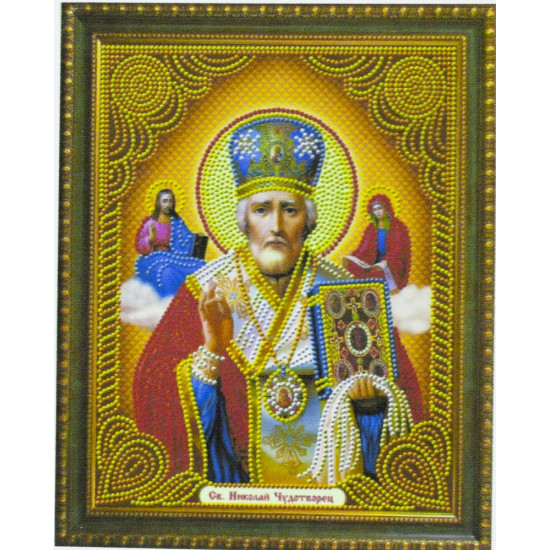 Алмазная мозаика по номерам 30*40см "Николай Чудотворец" в рулоне (001 SX)