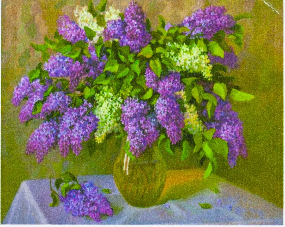 Алмазная мозаика по номерам 30*40см "Букет сирени в вазе" в рулоне (70508 GBR)