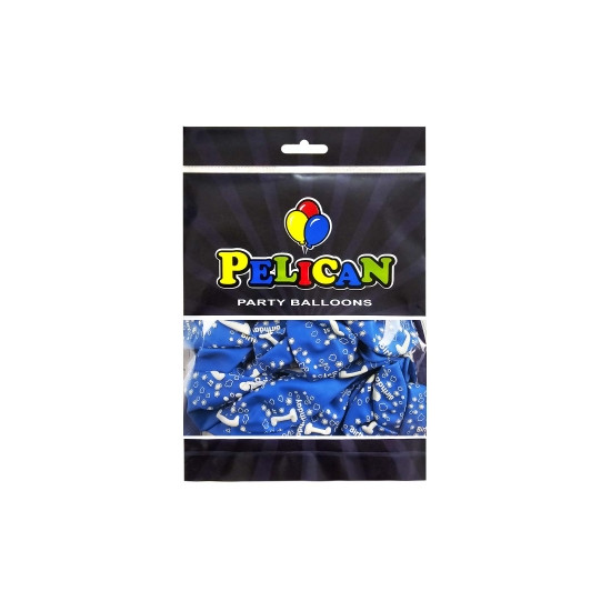 Кульки латексні Pelican 12"(30сm) "1st Birthday, хлопчик" 5-стор 50шт Синій Pelican (824002)