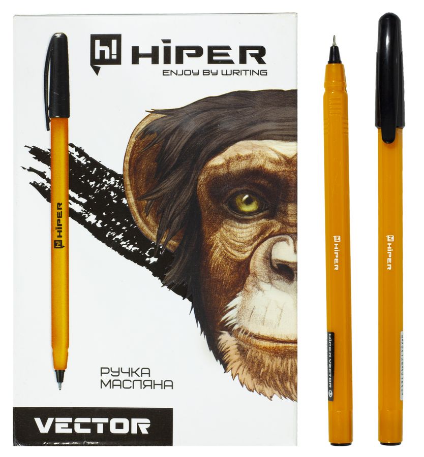 Ручка масляна Hiper Vector HO-600, 0,7мм, чорна (HO-600-ч)