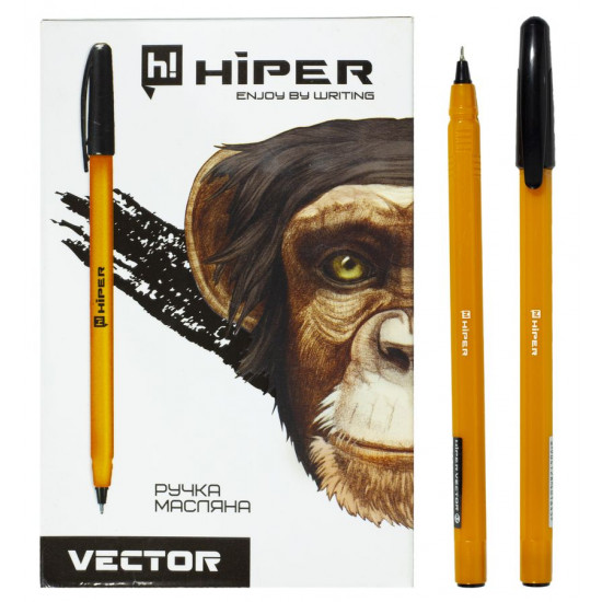 Ручка масляна Hiper Vector HO-600, 0,7мм, чорна (HO-600-ч)