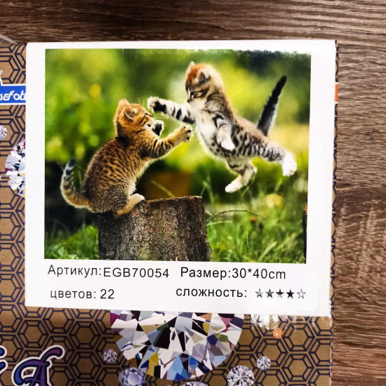 Алмазная мозаика по номерам 30*40см "Игривые котята" карт уп. (холст на раме) (70054GB)
