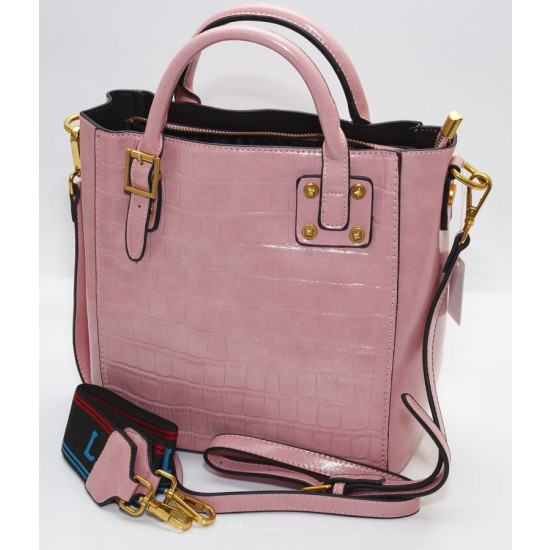 Сумка женская розовая 26х28см экокожа (8802 pink)