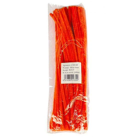Синельная проволока, 300 х 6мм, морковная, 100 шт (C30148 carrot-T17)