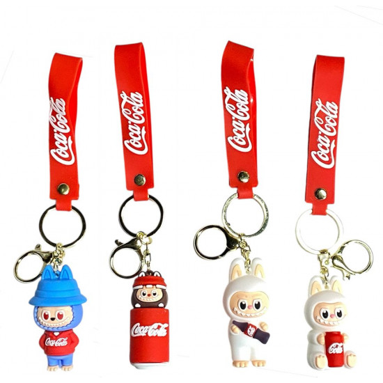 Брелок игрушка для ключей на рюкзак или сумку Labubu и Coca-Cola 7 см- (микс) (280013)