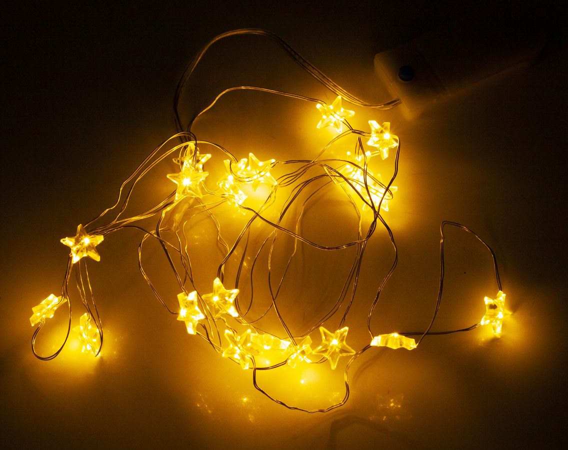 Фигурки-роса звездочки, 20 LED, 2м, белый теплый (1966-01)