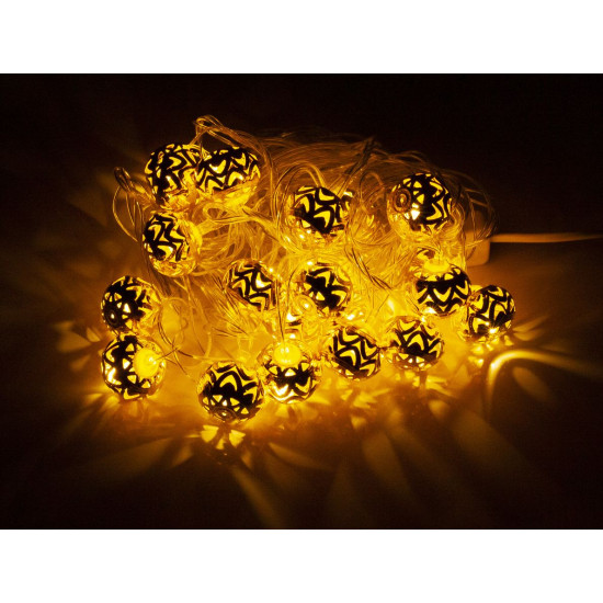 ЗОЛОТО 20 LED, "ШАРИК 1", 5м + переходник, теплый белый (1663-07)