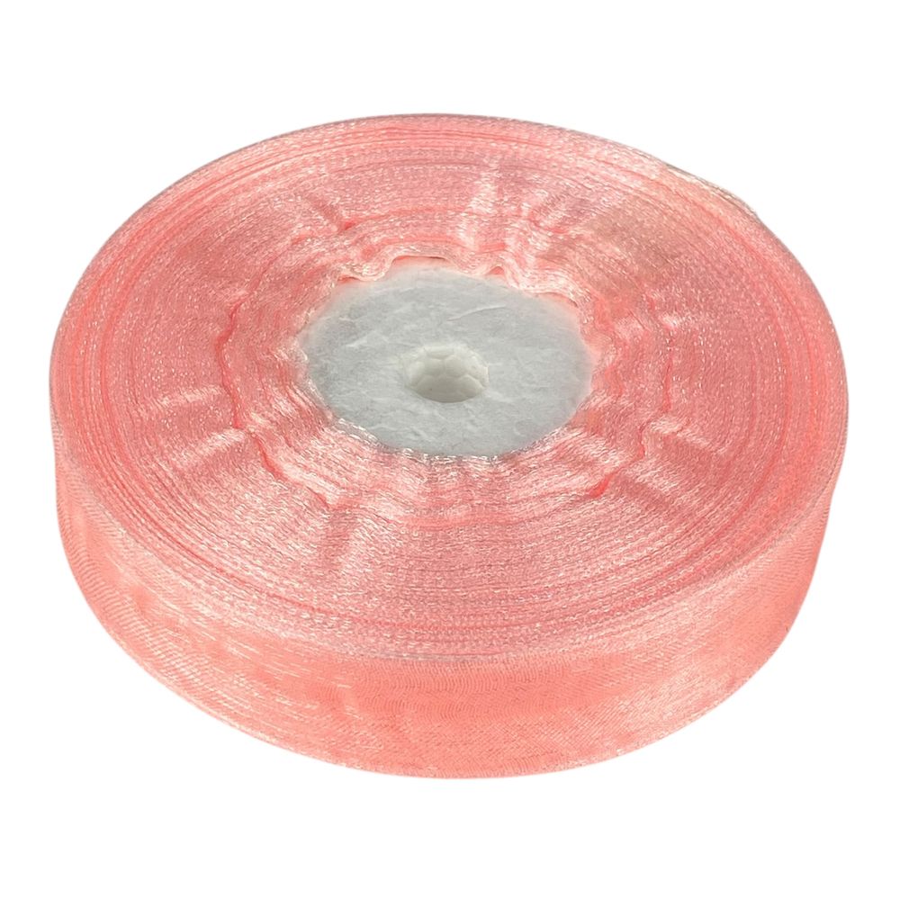 Лента с органзы персиковая 2,0 см х  50 ярдов (D02020-1022)