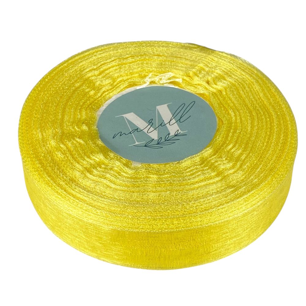 Лента с органзы  желтая 2,5 см х  50 ярдов (D02025-1015)