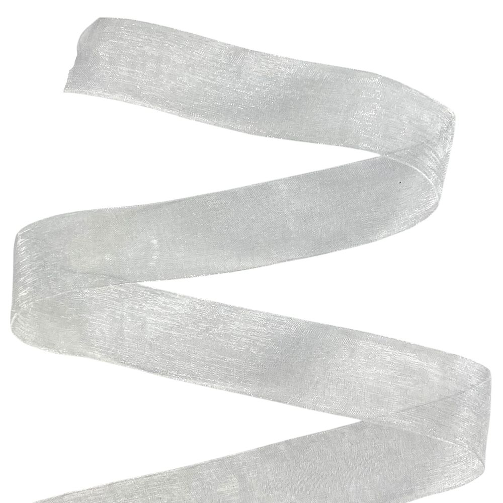 Лента с органзы  серая 2,5 см х  50 ярдов (D02025-bk38)