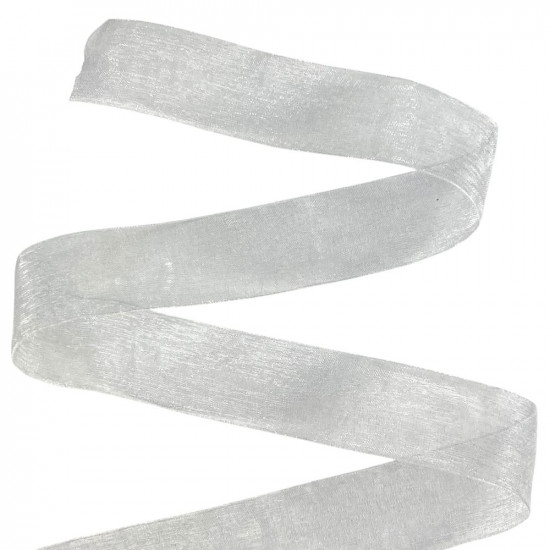 Лента с органзы  серая 2,5 см х  50 ярдов (D02025-bk38)