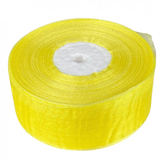 Лента с органзы  желтая 4,0 см х  50 ярдов (D02040-1015)