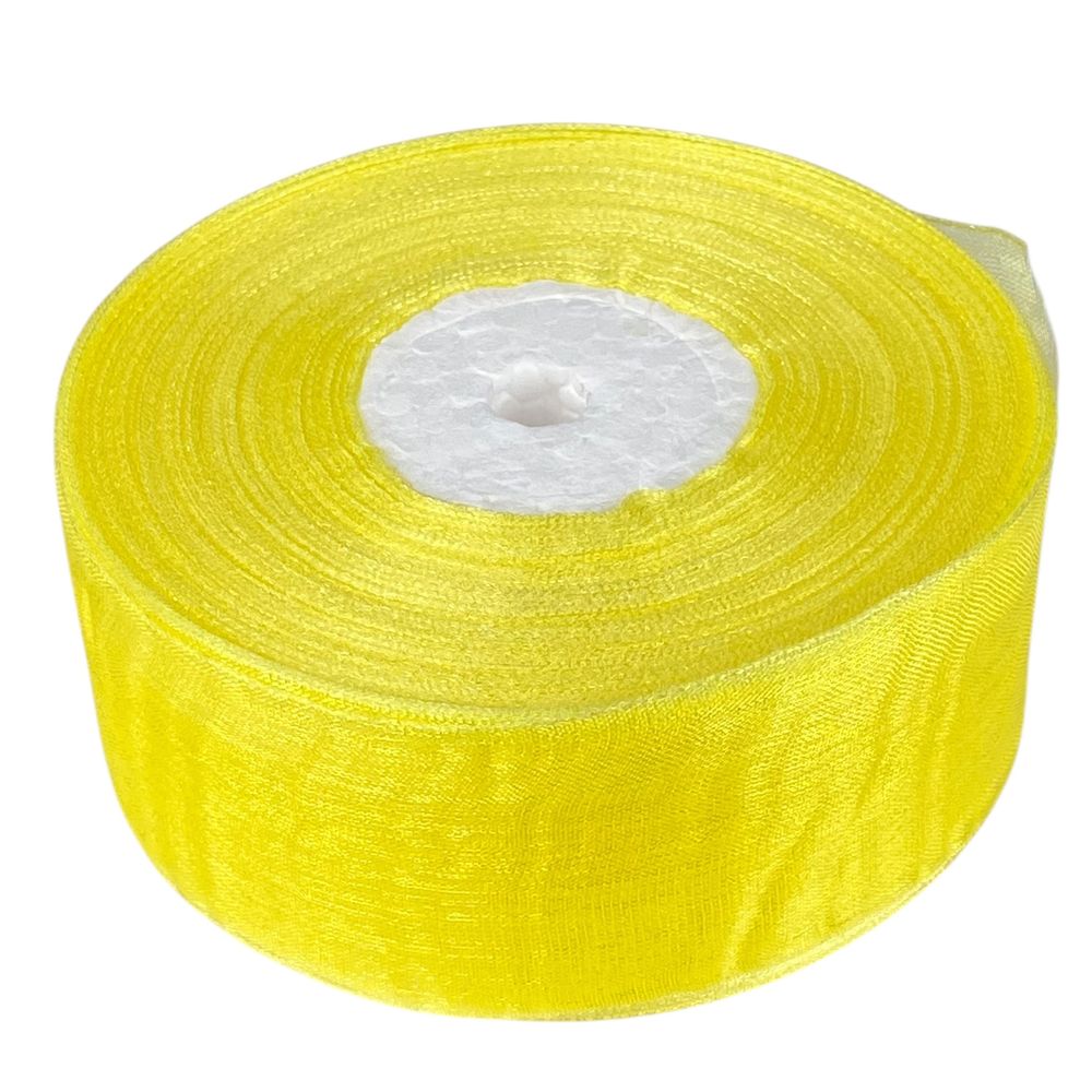 Лента с органзы  желтая 4,0 см х  50 ярдов (D02040-1015)