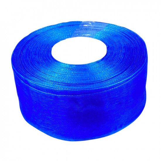 Лента с органзы  синяя 4,0 см х  50 ярдов (D02040-1040)