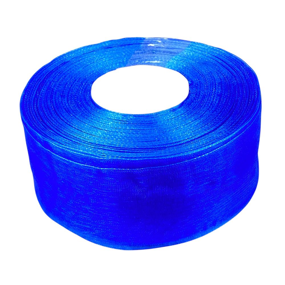 Лента с органзы  синяя 4,0 см х  50 ярдов (D02040-1040)