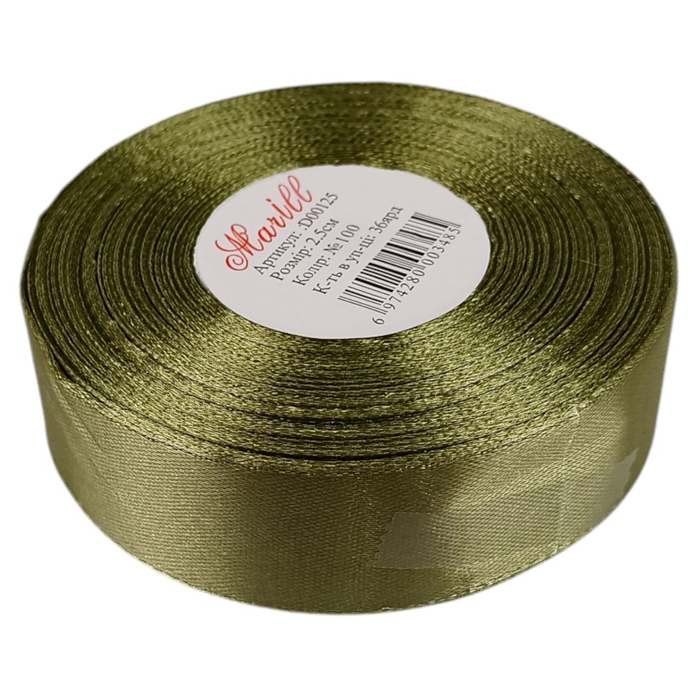 Атласна стрічка 2,5см x 33м Зелений Marill (LA2533-100)