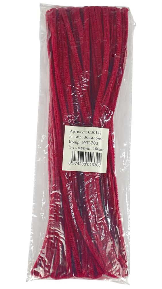 Синельная проволока, 300 х 6мм, вишня, 100 шт (C30148 cherry-T3703)