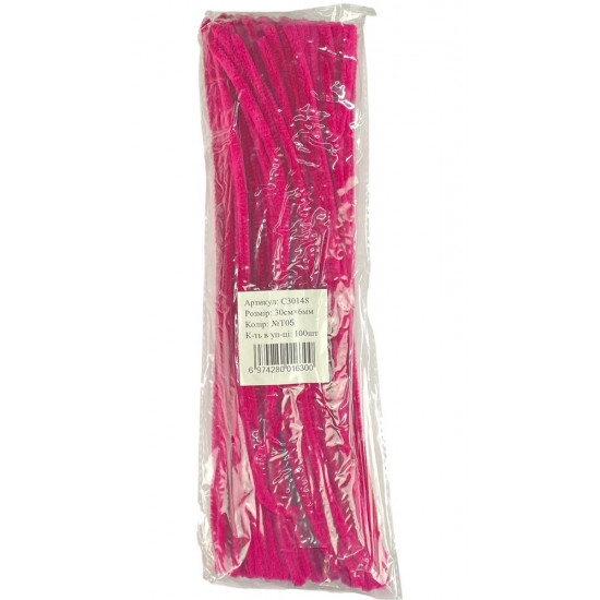 Синельная проволока, 300 х 6мм, темно-розовый, 100 шт (C30148 dark pink-T05)