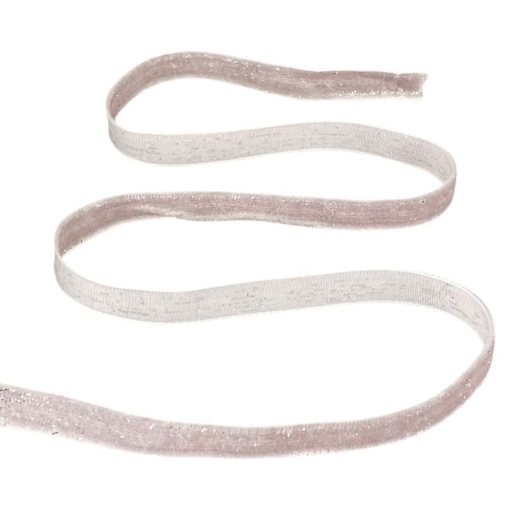 Бархатная лента  блестящая 1,0 см х 50 ярдов (D16710- dirty pink)