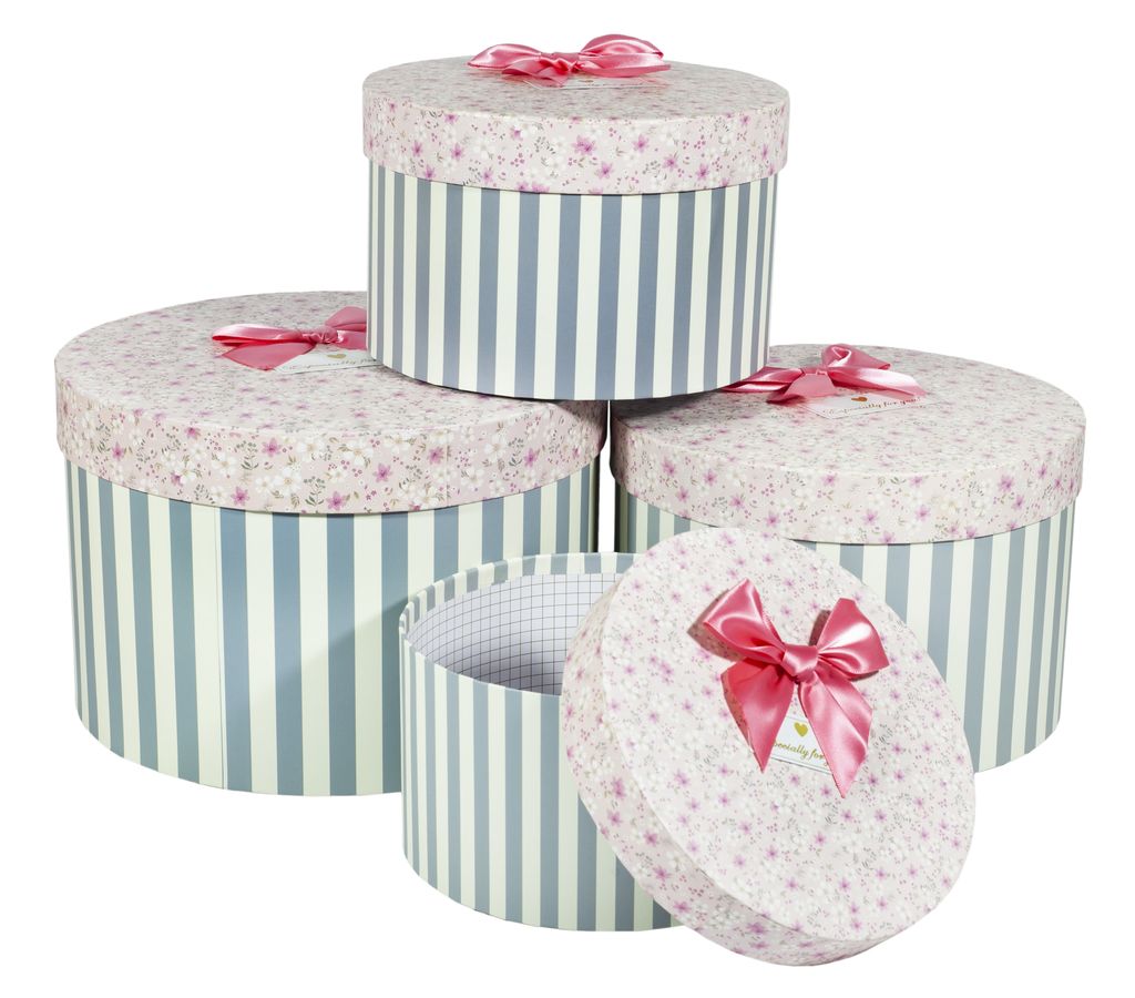 Подарункова коробка 1001-27, кругла, 29X29X19cm/25X25X16.5/22X22X14/20X20X11.5cm 4шт. в наборі (1001-27)