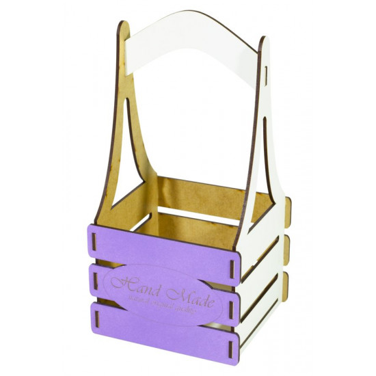Подарочная корзина "Hand Made" из фанеры 13х10х12см,h25 фиалка (BaWT-S violet - H)