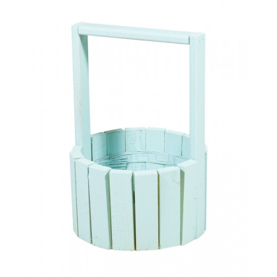 Кошик бірюзовий дерев'яний  круглий маленький BW-150    25\16\10 (BW-150  turquoise)
