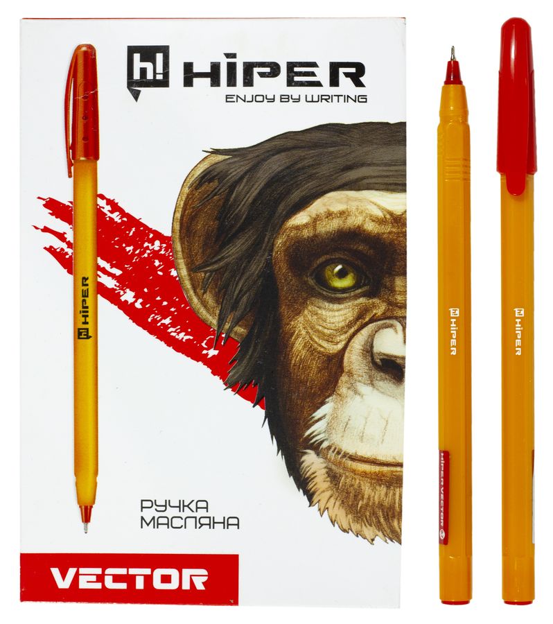 Ручка масляна Hiper Vector HO-600, 0,7мм, червона (HO-600-к)