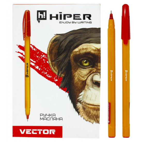 Ручка масляна Hiper Vector HO-600, 0,7мм, червона (HO-600-к)