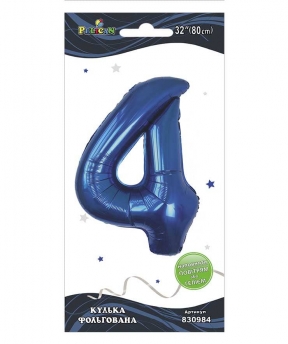 Цифра фольгована "4" індиго 32"(80cm) Pelican 1шт (830984)