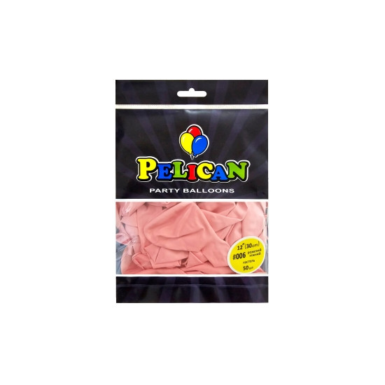 Кульки Pelican латексні 12"(30cm) пастель рожевий ніжний, Pelican 50шт Рожевий Pelican (812006)