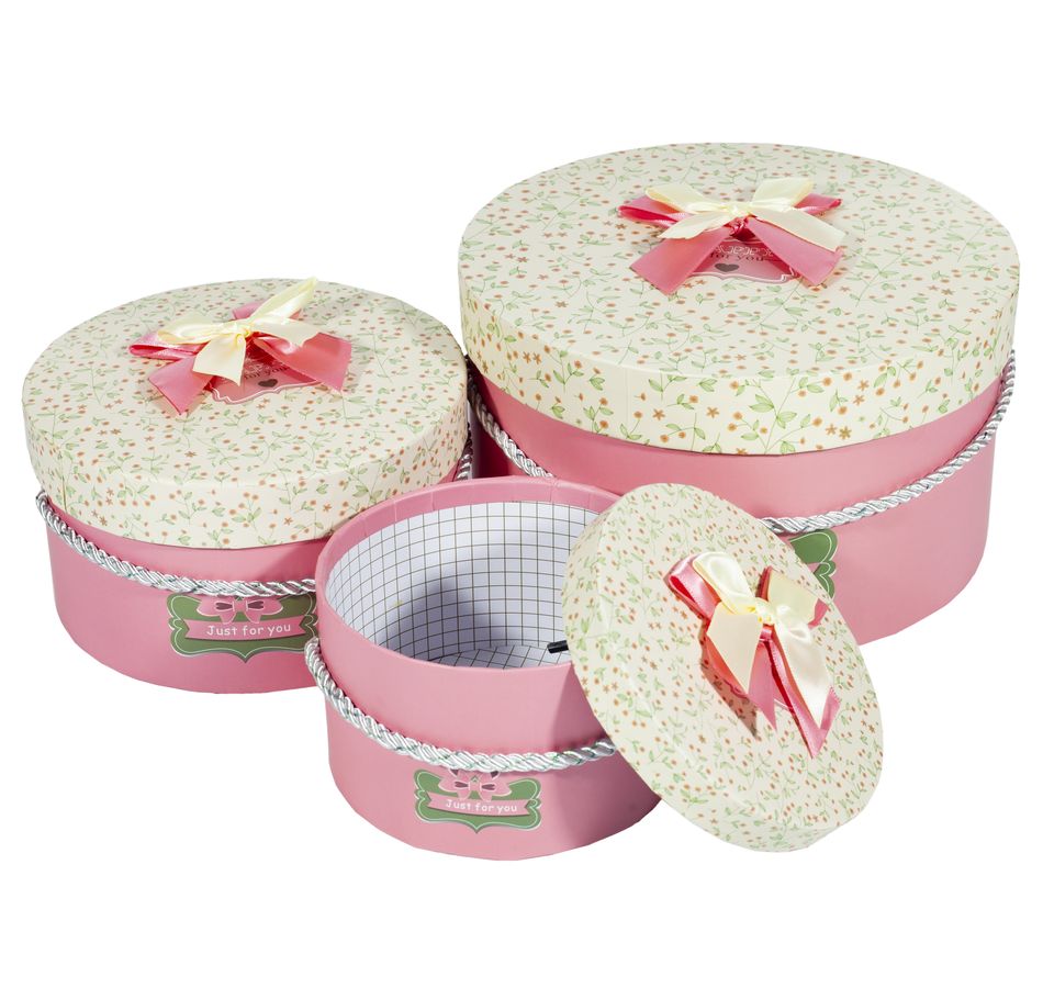 Подарункова коробка 058-19, кругла, 21.5*21.5*12cm/16.5*16.5*9/13*13*7.5cm 3шт. в наборі (058-19)