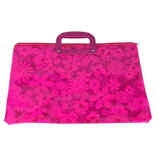 Папка-портфель ПВХ прозрачная "Flowers" 28 х 39см, 30мкм, 6 цветов (33-FL)