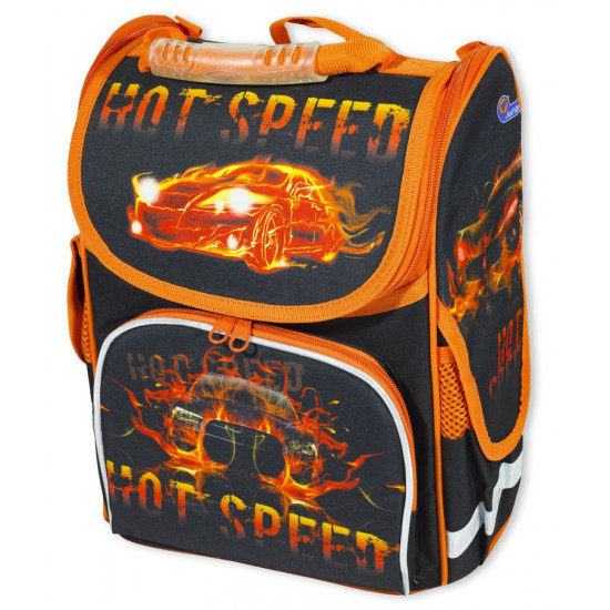 Рюкзак коробка "Hot speed" 34x26x14.5cm 3 отд-я, ортоп., светоот/ (1813SM)