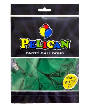 Кульки латексні 10"(25cm) пастель зелений темний, Pelican 50шт Різнокольоровий Pelican (810019)