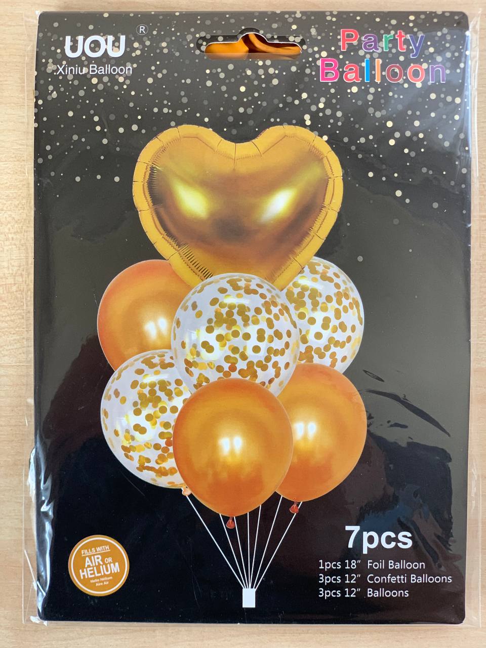 Набір з 7 кульок, ЗОЛОТО серце Різнокольоровий Pelican (836827-1 gold)