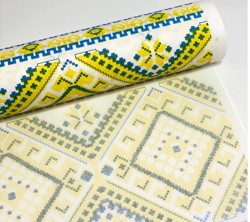 Крафт-папір подарунковий, "орнамент" жовто-блакитний, 0,5х7м Різнокольоровий Unison (Пт 600.3)