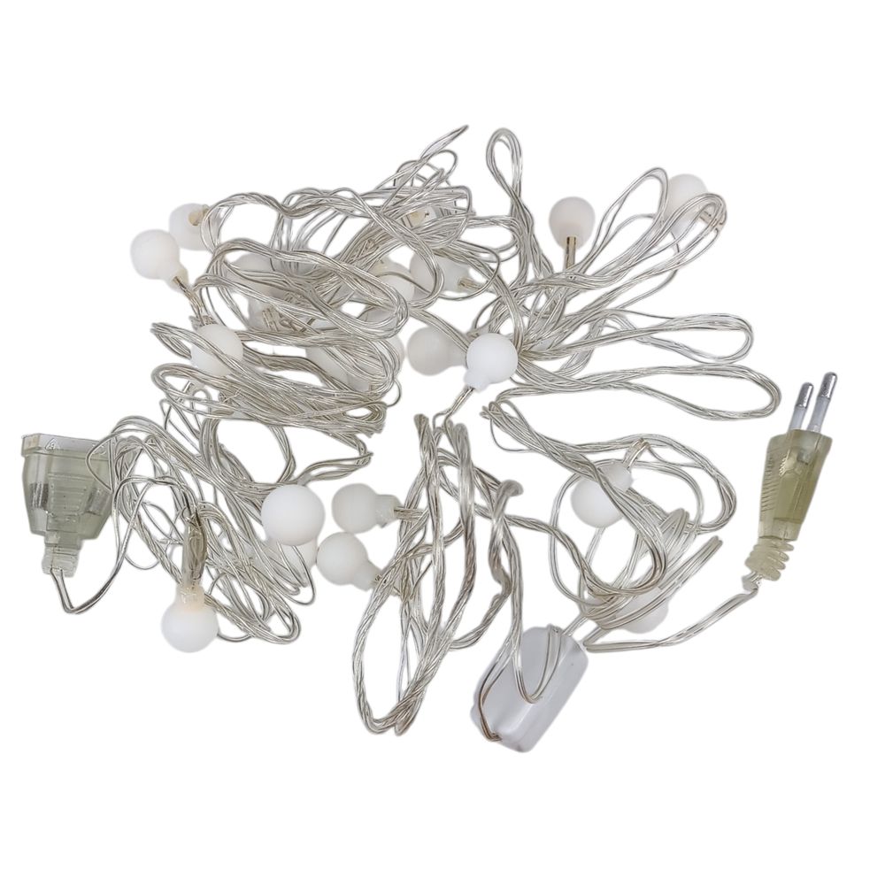 Фигурки 20 LED, "ШАРИКИ", 5м+ переходник, белый теплый (1606-07)
