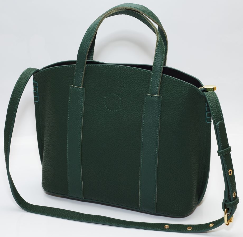 Сумка женская зеленая 24х36см + косметичка 21х27см экокожа (7203 green)