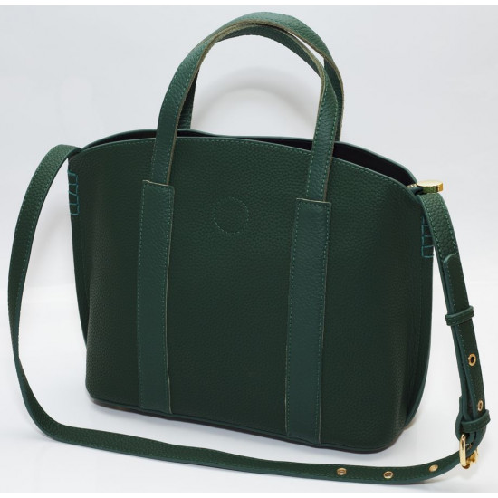 Сумка женская зеленая 24х36см + косметичка 21х27см экокожа (7203 green)