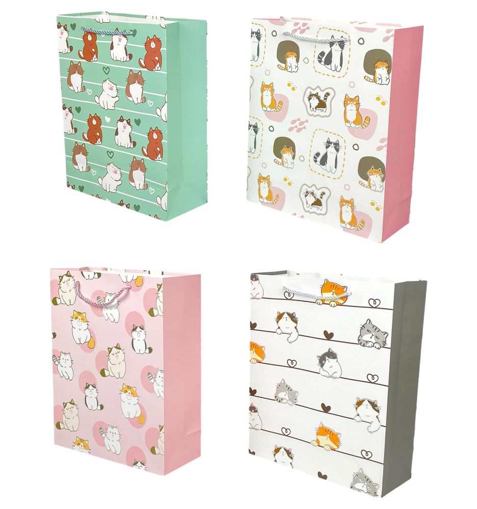 Пакет подарочный с фольгой 18 х 23 х 10см, 210гр, Котики (526C-S)